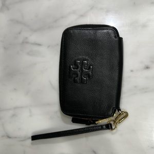 Tory Burch Black Leather Wristlet